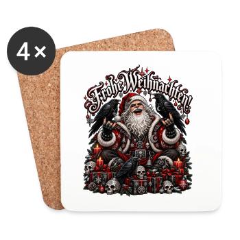 Heavy Metal Santa Totenschädeln - Untersetzer (4er-Set) - Weiß - Vorne