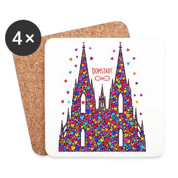 Kölner Dom mit Konfetti Karneval Fasching Köln - Untersetzer (4er-Set) - Weiß - Vorne