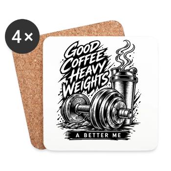 Kaffeeschwergewichte - Untersetzer (4er-Set) - Weiß - Vorne