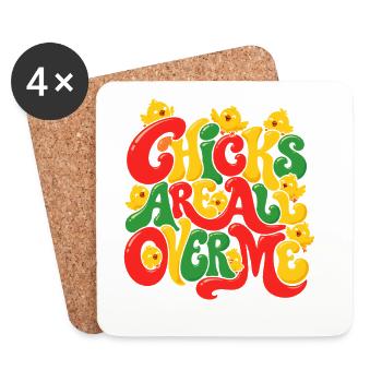 Chicks All Over Me – Farbexplosion - Untersetzer (4er-Set) - Weiß - Vorne