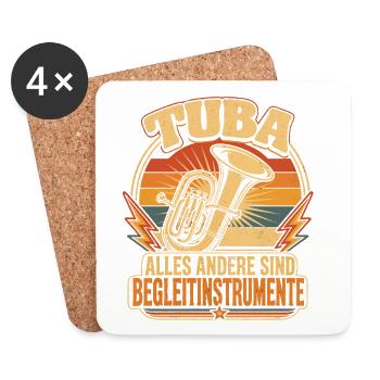 Tuba Witz Spruch Tubist Musiker - Untersetzer (4er-Set) - Weiß - Vorne