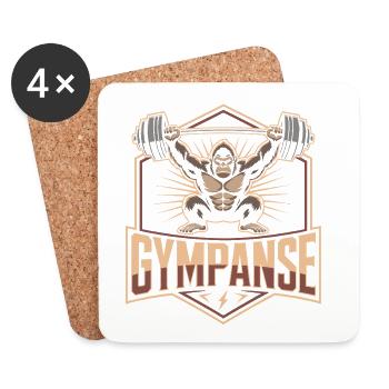 GYMPANSE Gewichtheber Bodybuilding - Untersetzer (4er-Set) - Weiß - Vorne
