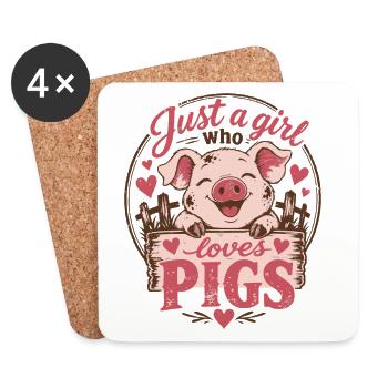Schwein - Untersetzer (4er-Set) - Weiß - Vorne