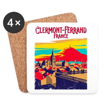 Retro Clermont Ferrand France Skyline Travel - Untersetzer (4er-Set) - Weiß - Vorne