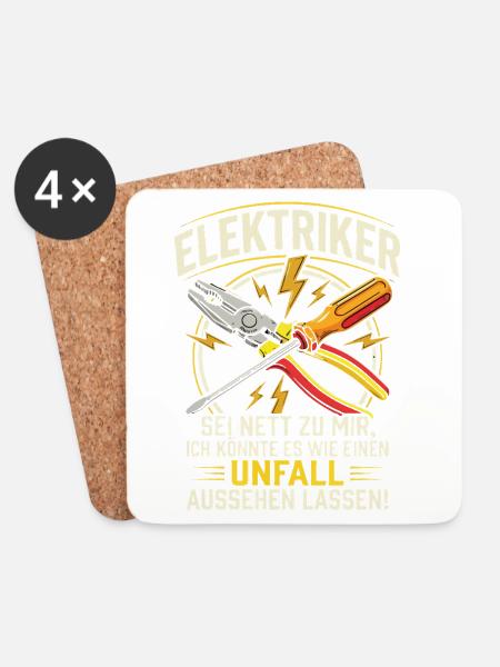 Elektriker Sei Nett Zu Mir Ich Könnte Es Wie EIN - Untersetzer (4er-Set) - Weiß