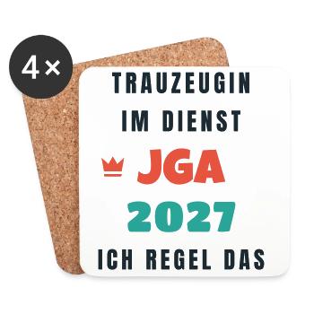 Trauzeugin im Dienst JGA 2027 ich regel das - Untersetzer (4er-Set) - Weiß - Vorne