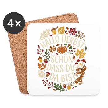 Hallo Herbst | Herbstzeit | Indian Summer - Untersetzer (4er-Set) - Weiß - Vorne