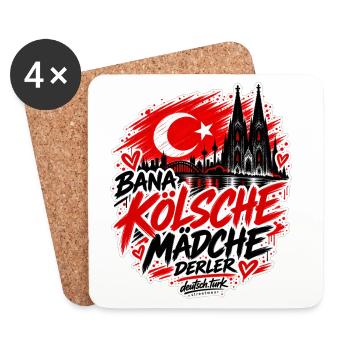 Bana Kölsche Mädche derler – Köln Streetwear - Untersetzer (4er-Set) - Weiß - Vorne