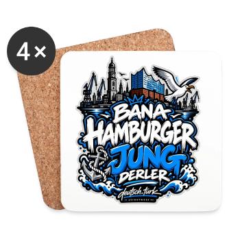 Bana Hamburger Jung derler – Hamburg Streetwear - Untersetzer (4er-Set) - Weiß - Vorne