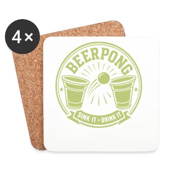 Beer Pong - Untersetzer (4er-Set) - Weiß - Vorne