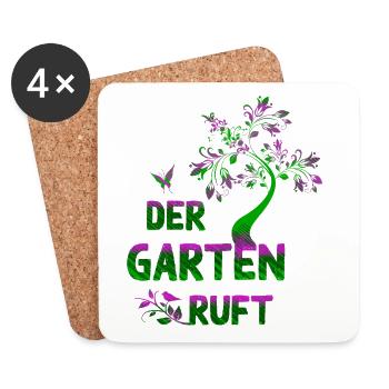 Der Garten ruet – Neongrün & Pink Botanik - Untersetzer (4er-Set) - Weiß - Vorne