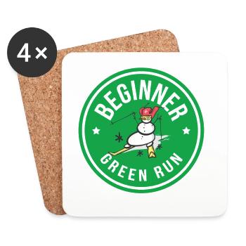 Lustiger Skifahren Schneemann Beginner Green Run  - Untersetzer (4er-Set) - Weiß - Vorne