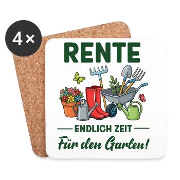 Rente endlich Zeit für den Garten lustige Sprüche - Untersetzer (4er-Set) - Weiß - Vorne