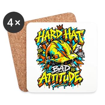 Graffiti Hard Hat Bad Attitude - Untersetzer (4er-Set) - Weiß - Vorne