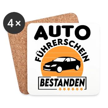 Auto Führerschein bestanden Sprüche fahren - Untersetzer (4er-Set) - Weiß - Vorne