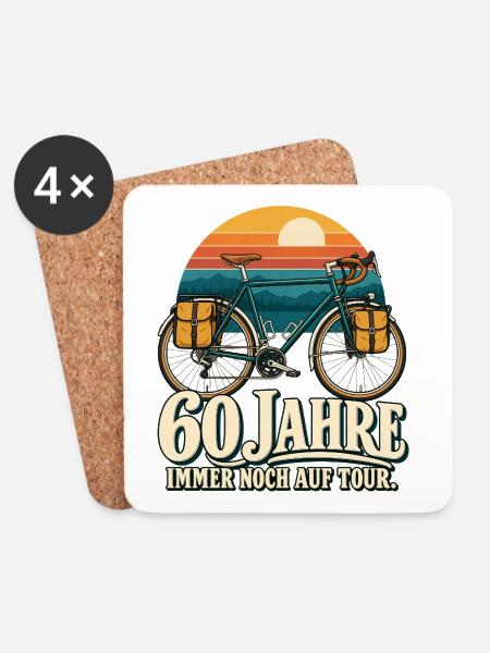 60 Jahre Tour: Retro Fahrradreise - Untersetzer (4er-Set) - Weiß