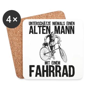 Unterschätze Alten Mann Mit Einem Fahrrad - Untersetzer (4er-Set) - Weiß - Vorne