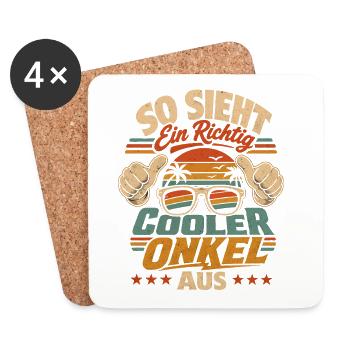 So sieht ein cooler Onkel aus - Untersetzer (4er-Set) - Weiß - Vorne