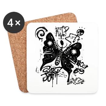 Mystischer Schmetterling Grunge - Untersetzer (4er-Set) - Weiß - Vorne