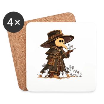 Pestdoktor Mäuse Mittelalter LARP Fantasy Humor - Untersetzer (4er-Set) - Weiß - Vorne