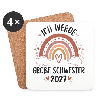 Große Schwester 2027 Boho Regenbogen - Untersetzer (4er-Set) - Weiß - Vorne