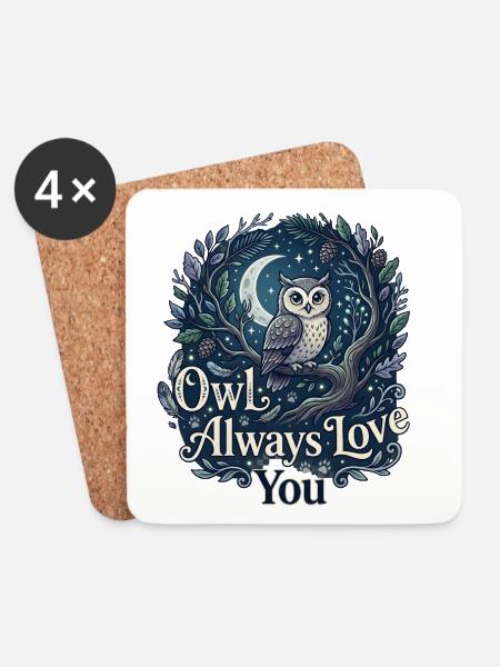 Owl Always Love You Eule Wortspiel Liebe - Untersetzer (4er-Set) - Weiß