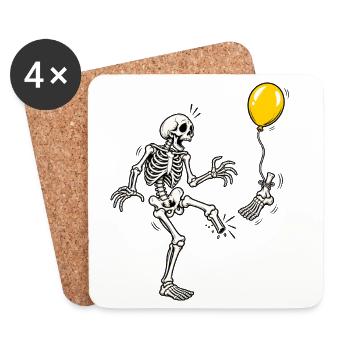 Tja, Scheiße, Skelett, fliegender Fuß, gelber Ballon-Meme - Untersetzer (4er-Set) - Weiß - Vorne