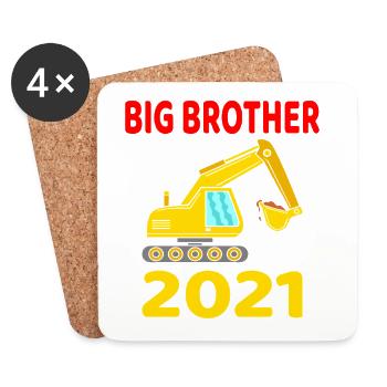 Big Brother 2021 Bagger Großer Bruder 2021 Bald - Untersetzer (4er-Set) - Weiß - Vorne