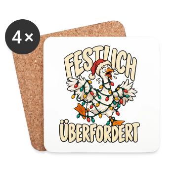 Weihnachtsgans - Festlich Überfordert  - Untersetzer (4er-Set) - Weiß - Vorne