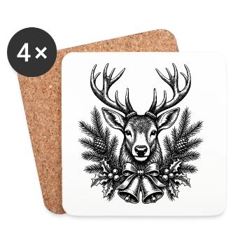 Weihnachten Hirsch - Untersetzer (4er-Set) - Weiß - Vorne