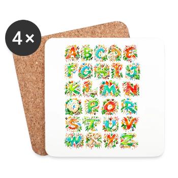 Explosives Tropenalphabet - Untersetzer (4er-Set) - Weiß - Vorne