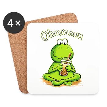 Bubble Tea Frosch Ohmmmm Boba Humor - Untersetzer (4er-Set) - Weiß - Vorne