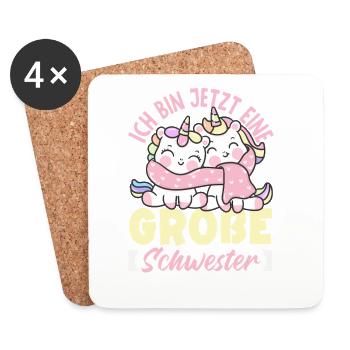 Ich werde Große Schwester Schwangerschaft - Untersetzer (4er-Set) - Weiß - Vorne