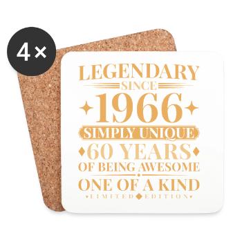 Legendary since 1966 Simply Unique 60th Birthday - Untersetzer (4er-Set) - Weiß - Vorne