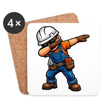 Dabbing Maurer – Lustiges Handwerker Motiv - Untersetzer (4er-Set) - Weiß - Vorne