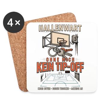 Hallenwart Ohne mich kein Tip-Off - Untersetzer (4er-Set) - Weiß - Vorne