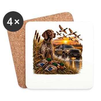 Vintage Hunting Truck Duck Hunting Dog Rustic Outd - Untersetzer (4er-Set) - Weiß - Vorne