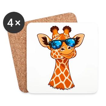 Coole Giraffe mit Sonnenbrille – Sommer Vibes - Untersetzer (4er-Set) - Weiß - Vorne