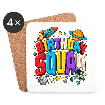 Birthday Squad Space Astronaut Moon Stars - Untersetzer (4er-Set) - Weiß - Vorne