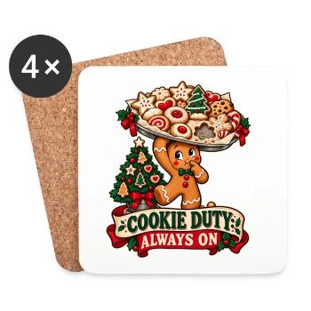 Cookie Duty – Lustiges Weihnachts T-Shirt - Untersetzer (4er-Set) - Weiß - Vorne