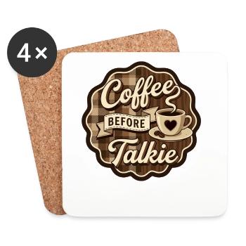 Coffee before Talkie funny Coffee Sayings - Untersetzer (4er-Set) - Weiß - Vorne