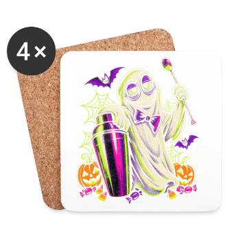 Halloween Geist Barkeeper für Nachtschicht Barteam - Untersetzer (4er-Set) - Weiß - Vorne