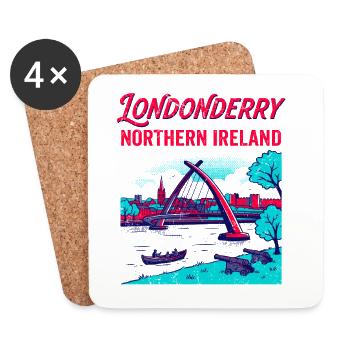 View Retro Londonderry Northern Ireland City - Untersetzer (4er-Set) - Weiß - Vorne