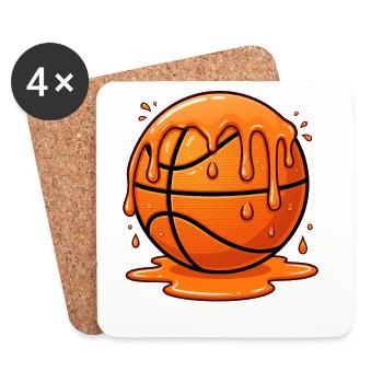 Zerschmelzender orangefarbener Basketball-Splash - Untersetzer (4er-Set) - Weiß - Vorne
