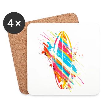 Surfbrett Graffiti - Untersetzer (4er-Set) - Weiß - Vorne