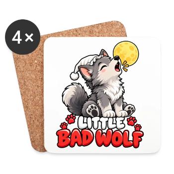 Mondschein Wolf mit Wintermütze - Untersetzer (4er-Set) - Weiß - Vorne