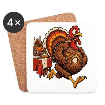 Witziger Thanksgiving Truthahn mit Babybauch - Untersetzer (4er-Set) - Weiß - Vorne