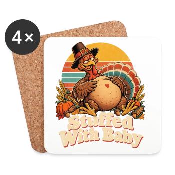 Thanksgiving Stuffed With Baby Truthahn Retro - Untersetzer (4er-Set) - Weiß - Vorne