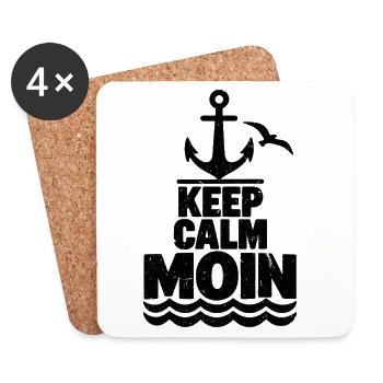 Keep Calm Moin – Maritimer Grunge Look  - Untersetzer (4er-Set) - Weiß - Vorne