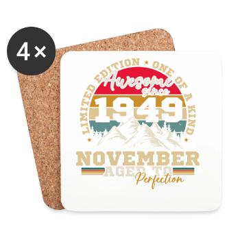 November 1949 Vintage-Retro-Geburtstag - Untersetzer (4er-Set) - Weiß - Vorne